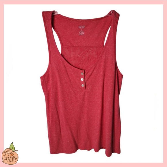 a. n. a. Ribbed Lace Back Tank Top S Orange Coral - Picture 1 of 7